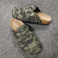 Mules et sabots d'intérieur/extérieur pour femmes en similicuir suédé vert militaire de haute qualité avec soutien de la voûte plantaire en cuir de vachette