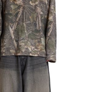 Custom Logo Woodland Camo Waffle <b>Long</b> Sleeves Top Oversized T-Shirt Fashion Cotton Streetwear Casual <b>Tshirt</b> for Men - Product Image 5