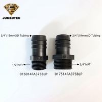 Rosca macho de polipropileno negro 3/4NPT a conector de lengüeta de 3/4 "1/2" accesorio de tubería recta para sistemas de gestión de agua de riego