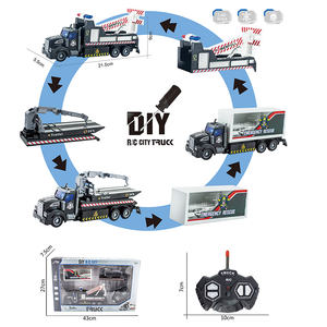 R/C Mobil Super Polisi Truk Derek Mainan Truk Liburan Truk Mainan Tugas Berat Traktor Trailer Kontainer Trailer Datar - Product Image 3