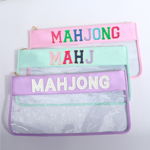 Groothandel Op Maat Mahjong Opbergtas Met Grote Capaciteit 8 Kleuren Helder <span class=keywords><strong>Pvc</strong></span>-Rits Waterdicht Gestikt Ontwerp Voor Tegel Organizer - Product Image 3