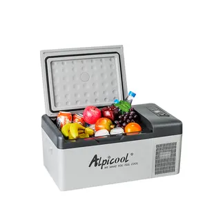 Alpicool C15 kompakter 12-V-Camping-Mini-Kühlschrank AUFLADBARER tragbarer Kühlschrank mit Gefrierfach Elektrischer Kompressor kühler
