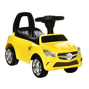 HOMCOM-Coche de juguete para niños con volante, con faros integrados y música, edad 18-36 meses, 63,5x28x36 - Product Image 1