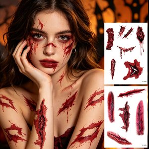 Tatuaje Temporal <span class=keywords><strong>de</strong></span> Papel Ecológico, No Tóxico, Seguro para la Piel, Diseños <span class=keywords><strong>de</strong></span> Rasguños con Sangre Falsa, Cosplay Profesional, Blanco <span class=keywords><strong>Indio</strong></span> - Product Image 5