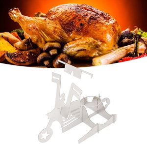 Divertido Soporte para Asar Pollo con Forma de Lata de Cerveza para Motocicleta, Portátil, de Acero Inoxidable Antiadherente para Asar a la Parrilla - Product Image 3