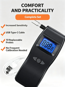 Testeur d'<span class=keywords><strong>alcool</strong></span> rechargeable, éthylotest haute précision, analyseur d'<span class=keywords><strong>alcool</strong></span>émie BAC pour usage personnel, détecteur d'<span class=keywords><strong>alcool</strong></span> - Product Image 1