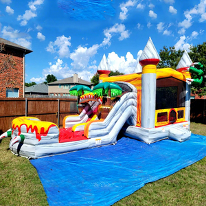 T-rex dual lane wet combo commercial kids outdoor <b>inflatable</b> bounce <b>house</b> with water slide - Product Image 1