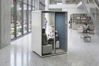 Cabine Acoustique Anti-Bruit pour Bureau Partagé, 2 Personnes, Mobile, avec Indicateur d'Occupation LED pour Appels Privés et Déraillements de Discussion