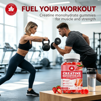 Gummies de créatine monohydrate à absorption élevée, saveur fraise, 60 unités, pour la force et l'endurance musculaire, marque privée OEM, personnalisables