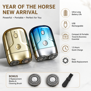 Novedad del Año del Caballo: Afeitadora USB Portátil - Carga Rápida de 1.5H, Batería de Larga Duración, 2 Cuchillas Adicionales y Cepillo CN1686 Batería Ultra Larga - Product Image 1