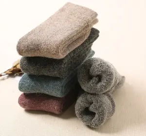 Plain Warm Thicken Terry Cushioned Socks Crew Custom Design Winter Unisex Wool Socks For Women Wholesale