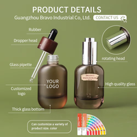 Flacon compte-gouttes en verre de luxe à fond épais de 15 ml et 30 ml avec logo personnalisé et estampage doré pour huiles essentielles, sérums et parfums vides