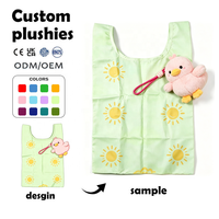 Sac écologique personnalisé avec logo, porte-clés en peluche réutilisable, sacs de courses écologiques recyclables, jouets brodés en peluche longue OEM, PP pliable