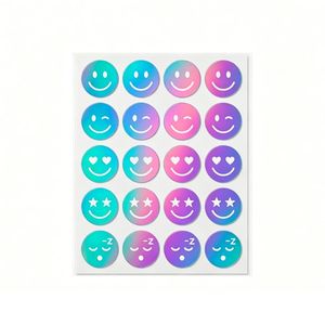 Autocollants anti-acné colorés à marque privée, motif visage souriant holographique laser, pour tous types de peau - Product Image 1