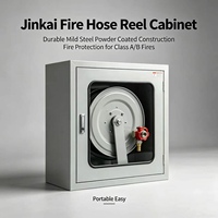 Armoire pour enrouleur de tuyau d'incendie Jinkai - Construction robuste en acier doux thermolaqué, protection incendie, portable, flexible et facile à utiliser