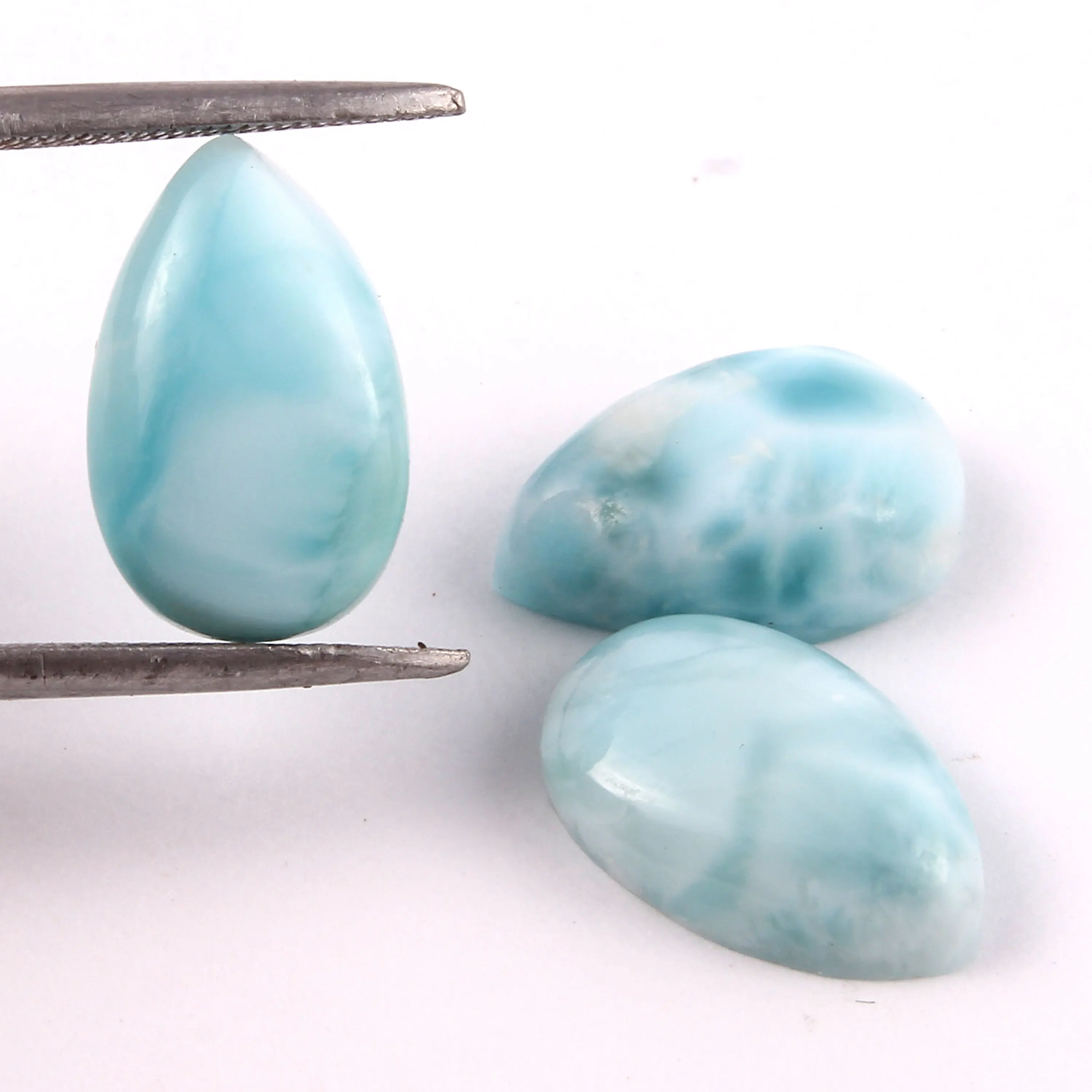 Quality natural Natural larimar gemstones pear shape cabochon for jewellery making good quality american larimar stone beads