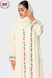 <span class=keywords><strong>Kimono</strong></span> <span class=keywords><strong>Abaya</strong></span> <span class=keywords><strong>Chic</strong></span> et Minimaliste, Fluide avec Broderie Florale aux Couleurs Palestiniennes - Product Image 5
