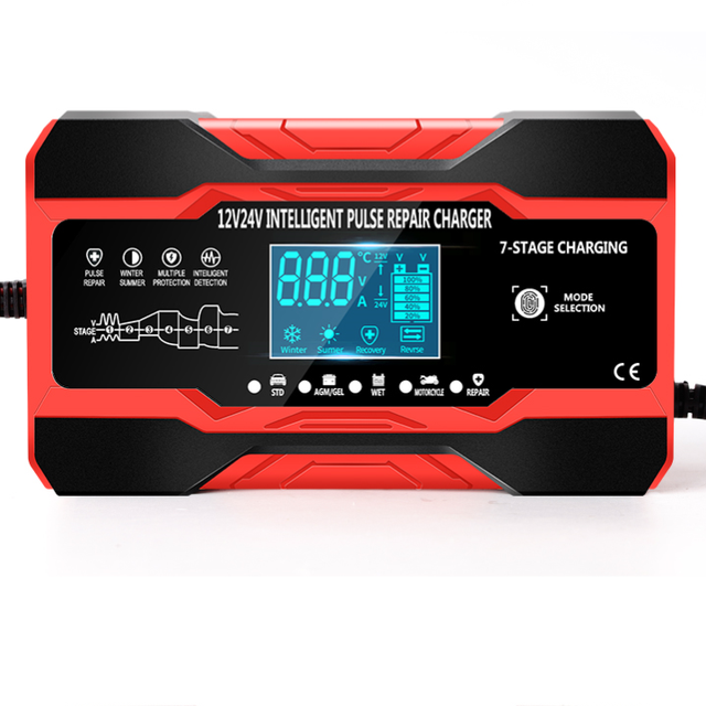 Fully Automatic Car Battery Charger 12V 10A 24V 5A Smart Fast Charging Battery Charger LCD Display
