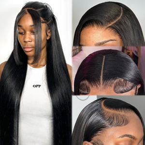 <b>Glueless</b> <b>Wigs</b> HD Full Lace Frontal Human Hair Raw Indian Natural Hair <b>Wig</b> Pre Plucked 13x4 Bone Straight <b>Wigs</b> for Black Women - Product Image 2