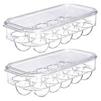 Contenedor de Huevos para Refrigerador con Tapa, Organizador de Plástico Transparente para 16 Huevos, Bandejas para Almacenamiento en la Cocina