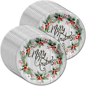 Modern 9 Inches Merry Christmas Decorative Paper <b>Plates</b> for Holiday Parties and Family Gatherings - Product Image 1