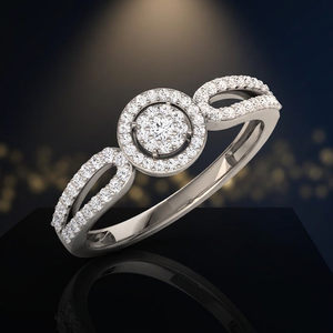 White Gold Halo <b>Diamond</b> <b>Ring</b> Open Work Bridal Wedding Jewelry - Product Image 3