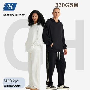 Conjunto de Sudadera con Capucha y Pantalones de Chándal de Felpa Francesa de 330G para Hombre, Manga Raglán, Estilo Oversize, Ropa Urbana Personalizada - Product Image 2