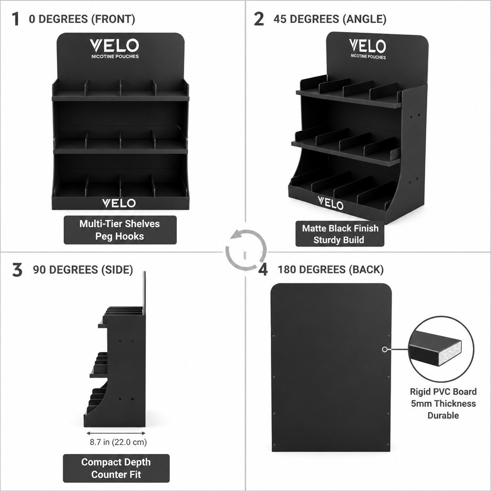 Apache Custom PVC Display Rack Multi-Tier Countertop Heavy Duty Merchandiser Knock Down Portable Folding Stand for Hookah Lounge — view 3