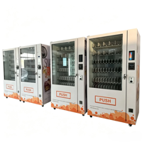 Distributeur automatique réfrigéré à double compartiment grande capacité pour snacks et boissons, idéal pour la vente au détail commerciale