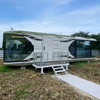 Maison capsule moderne en acier Apple avec chambre à coucher, salon, cuisine, maison préfabriquée mobile, hôtel capsule intelligent