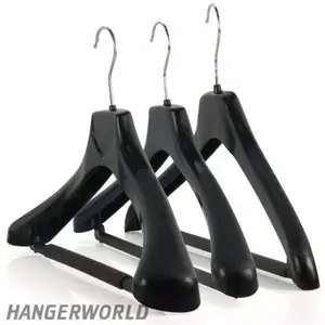 OEM Wholesale Non-Slip Clear Black Plastic Wide Shoulder Multiple Chrome Hanger