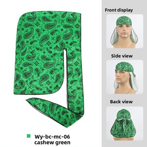 Vente en gros Durags et bonnets soyeux avec logo personnalisé pour hommes bandanas en satin de soie et de velours doux et respirant style long pour les sports de plein air - Product Image 3