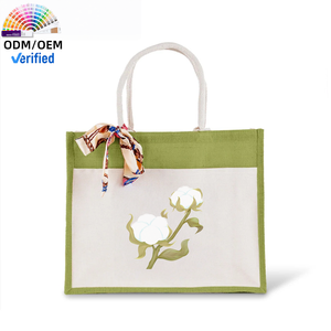 Biểu Tượng Tùy Chỉnh Của Phụ Nữ Đay Tote Túi Với Mô Hình Phim Hoạt Hình Ribbon Xử Lý Dây Kéo Đóng Cúc-Tái Chế Du Lịch Món Quà Cưới - Product Image 1