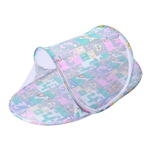 Baby Crib <b>Net</b> Breathable Baby Crib Tent with Zipper Closure Foldable Storage Cotton Polyester Mesh (Blue) - Product Image 4