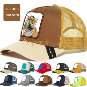 כובע משאית גברים רשת בייסבול כובע רקמה תיקון כובע בייסבול בעלי חיים עם כובעי רשת כובעי משאית לוגו מותאם אישית