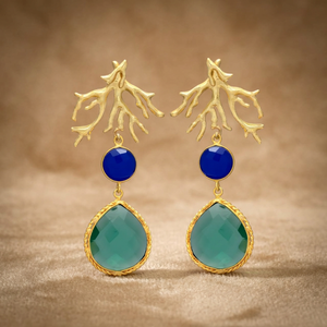 Boucle d'oreille en plaqué or avec calcédoine et saphir Hydro Gemstone - Product Image 3