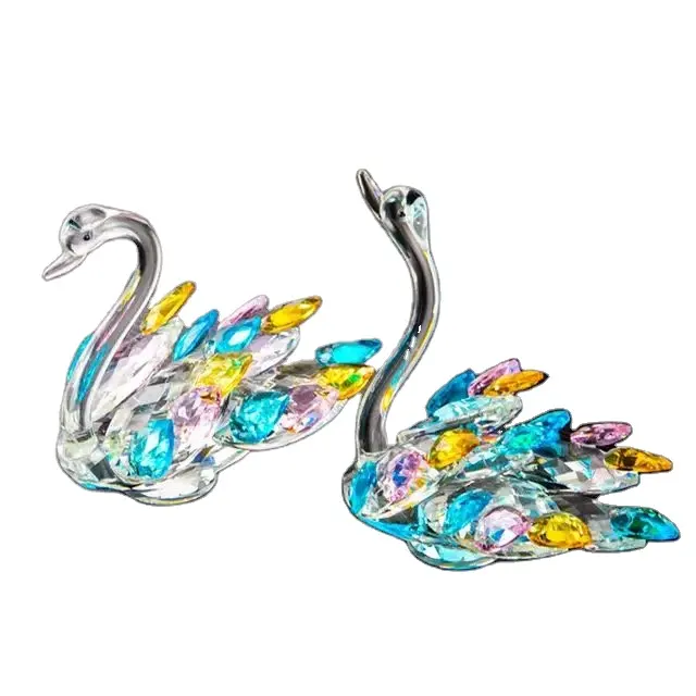 Cisne de cristal de moda y personalizado 2024, cisne de cristal de Color K9 para decoración de bodas