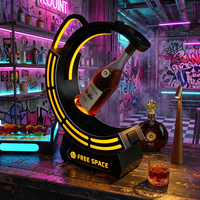 Soporte de exhibición de estante de vino de metal moderno de diseño personalizado con bandeja de servicio de luz LED para Acción de Gracias y Navidad