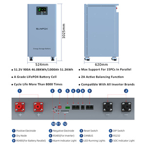 Batería SUNPOK Lifepo4 de 51.2V 50KWH 900AH 1000Ah 48V, Paquete de Baterías de Iones de Litio de 50Kw para Sistema de Almacenamiento de Energía Solar Doméstico - Product Image 3