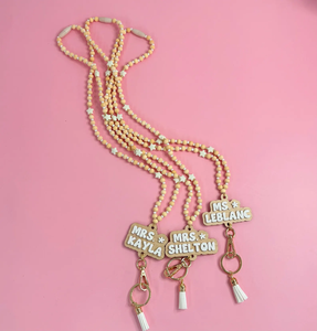 Personalized Wood <b>Bead</b> Lanyard ID Badge Holder Back to School Gift Breakaway Clasp Adjustable <b>Bead</b> Lanyard Phone Lanyard - Product Image 6