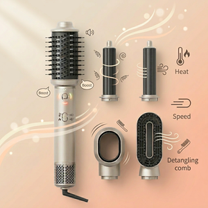 เครื่องจัดแต่งทรงผมแบบลมร้อนความเร็วสูง หวีไดร์เป่าผมแบบม้วนอัตโนมัติ แปรงยืดผมแบบไอออนิก 5 in 1 แปรงลมร้อนไดร์เป่าผมและม้วนผม - Product Image 1