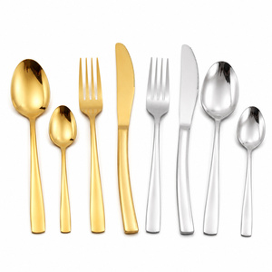 Juego de cubiertos de acero inoxidable, cuchillo moderno, tenedor, cuchara para postre, vajilla reutilizable - Product Image 1