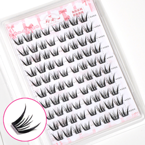 Cils segmentaires en grappe DIY de haute qualité, les plus vendus en gros - Courbure C extrêmement fine, tige noire, 9-12 mm, noir naturel. - Product Image 5