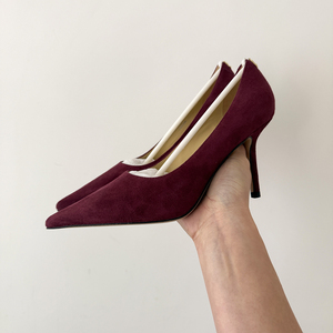 Pumps en daim élégantes Love avec un talon aiguille fin de 85 mm, emblème doré sur le talon, plat de 15 mm, 65 mm pour femmes - Product Image 5