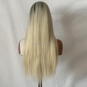 Parrucca con Frontale in Pizzo 13x4 all'Ingrosso, Capelli Lunghi e Lisci Biondi, Pizzo Trasparente Morbido, Fibra Resistente al Calore, Taglia Piccola/Grande - Product Image 4