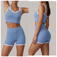 Ensemble de yoga d'été réversible et respirant, short de fitness taille haute extensible dans quatre directions avec effet push-up, soutien-gorge color-block de maintien dorsal