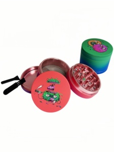 <b>Herb</b> Grinder 6 Pcs Display <b>Box</b> Round Zinc Alloy Magnetic Lid Colorful Design For Smooth Grinding - Product Image 2