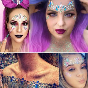 Pegatinas <span class=keywords><strong>adhesivas</strong></span> <span class=keywords><strong>para</strong></span> maquillaje, diamantes de imitación, joyas, GEMA, perla, tatuaje, cristales - Product Image 2