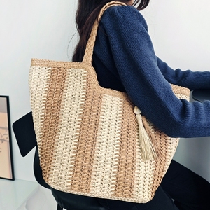 Grand Sac à Bandoulière en Crochet de Grande Capacité, Fourre-tout Tressé de Luxe Fait Main pour <span class=keywords><strong>Femme</strong></span>, Tendance Été, Idéal Plage et Vacances, Fermeture Éclair Décontractée - Product Image 2