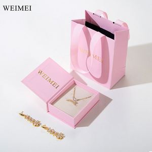 Pink Recyclable <b>Book</b> Shape Jewelry <b>Box</b> Set with Paper Bag for Ring Bracelet Earring and Necklace Packaging - Product Image 3